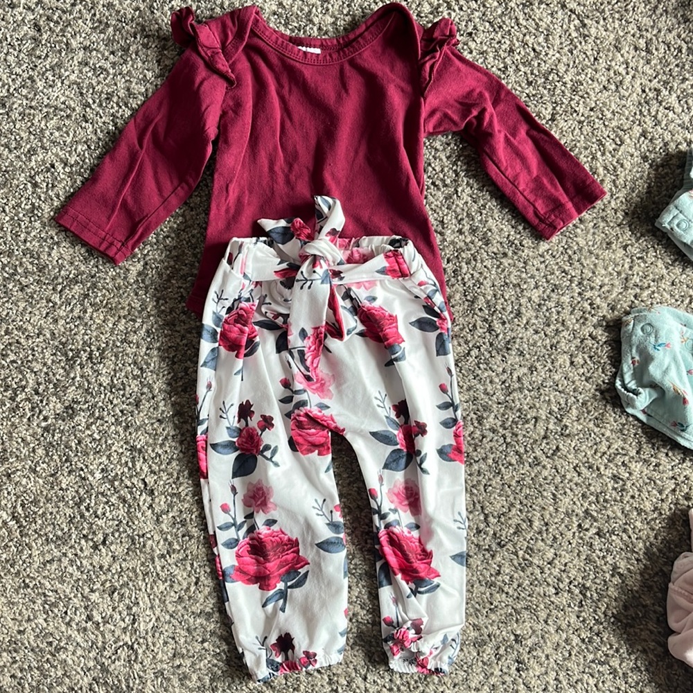 Red & floral outfit